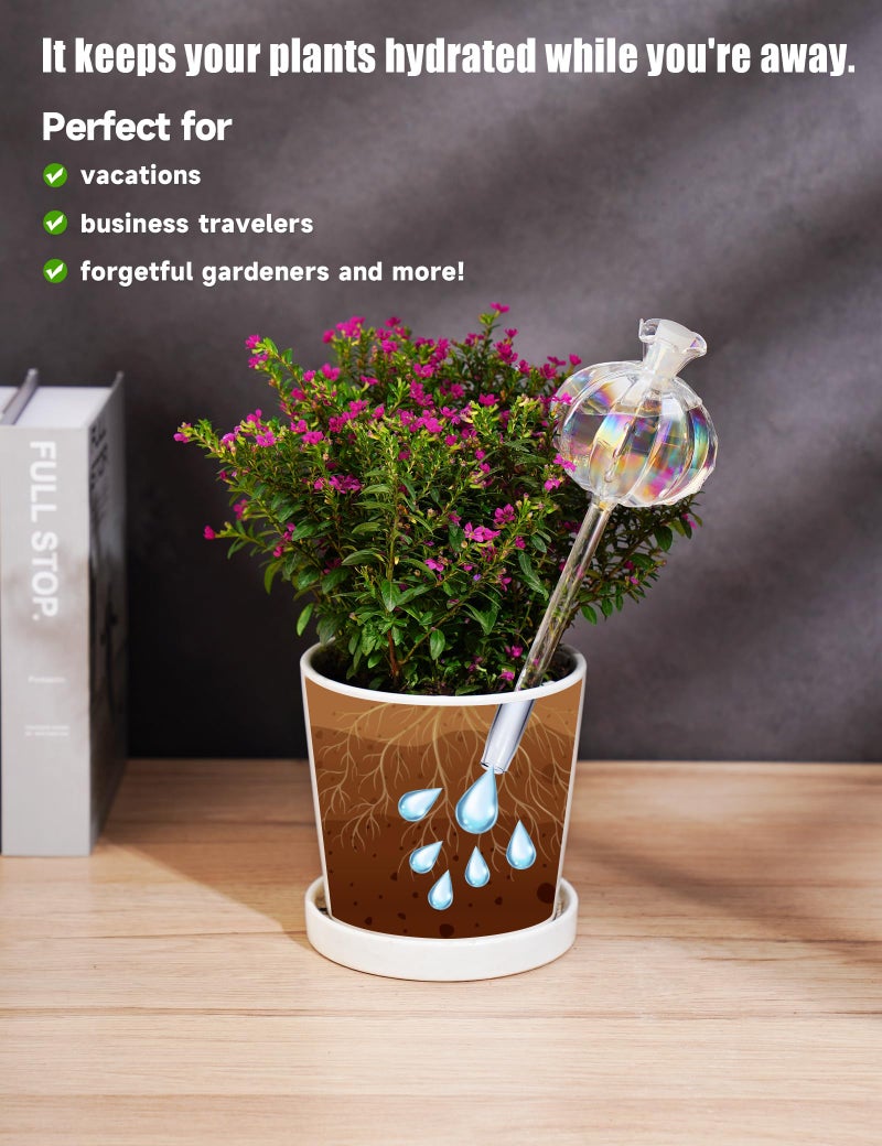 NiHome Plant Watering Globes 4-Pack  Iridescent Glass Cactus Self Watering Globe  Glass Waterer for Potted Plants - 4.7OZ/140 ML Capacity Automatic Mini Irrigation System  Adorable Gardening Gift - Image 5